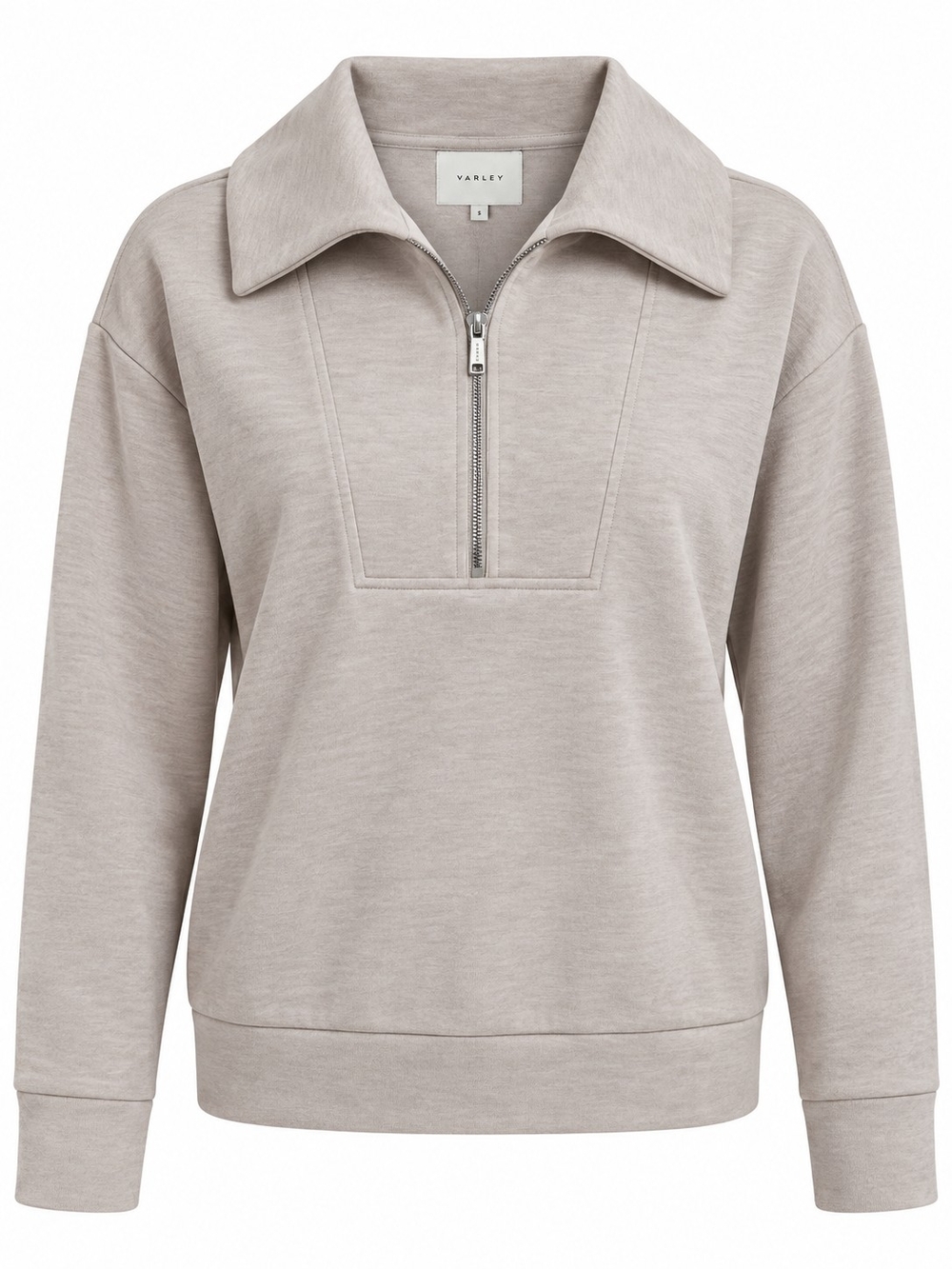 VARLEY | Yates DoubleSoft Half Zip Oversized Collar Sweatshirt Taupe Marl | S